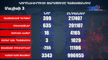 Կորոնավիրուսի 399 նոր դեպք, 16 մահ