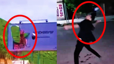 Քոչարյանի պաստառի վրա ձվեր են նետել, ապա պատռել են պաստառը