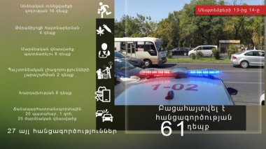 Սեպտեմբերի 13-14-ը բացահայտվել է հանցագործության 61 դեպք