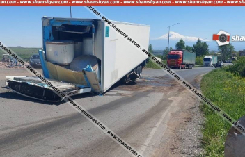 Արագածոտնի մարզում մի քանի տոննա թղթով բարձված բեռնատարի կցորդիչը Ուշիի ոլորաններում պոկվել է