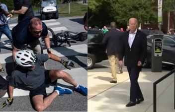 Բայդենն ընկել է հեծանիվից, այնուհետ ցատկոտել եկեղեցու բակում՝ ցույց տալու համար, որ լավ է