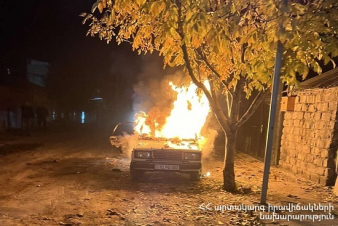 Գյումրի քաղաքում ավտոմեքենան ամբողջությամբ այրվել է