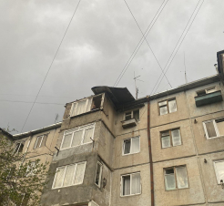 Քամու հետևանքով տանիքի թիթեղ է պոկվել և ծառ է շրջվել