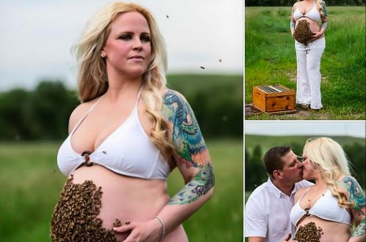 Ամերիկուհին հղիության 37-րդ շաբաթում ինքնատիպ ֆոտոշարք է իրականացրել՝ որովայնը պատելով հազարավոր մեղուներով 