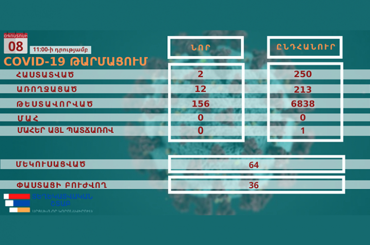 Արցախում կորոնավիրուսի 2 նոր դեպք է գրանցվել. վարակվածների ընդհանուր թիվը 250 է