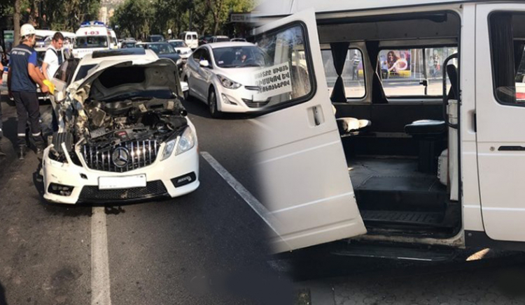 Բաղրամյան պողոտայում բախվել են «Mercedes C» և թիվ 30 երթուղին սպասարկող «ԳԱԶել» մակնիշների ավտոմեքենաները. կան տուժածներ