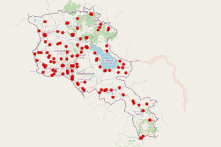 Հայաստանում COVID-19-ով վարակվածների քարտեզը
