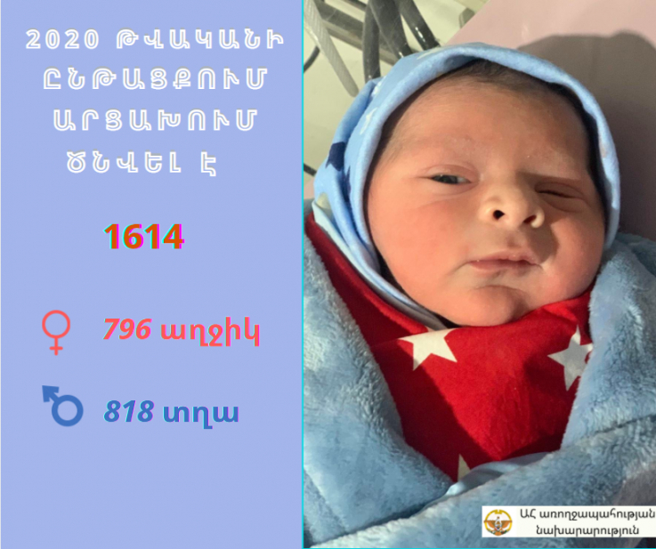 2020 թվականի ընթացքում Արցախի բուժհաստատություններում ծնվել է 1614 երեխա