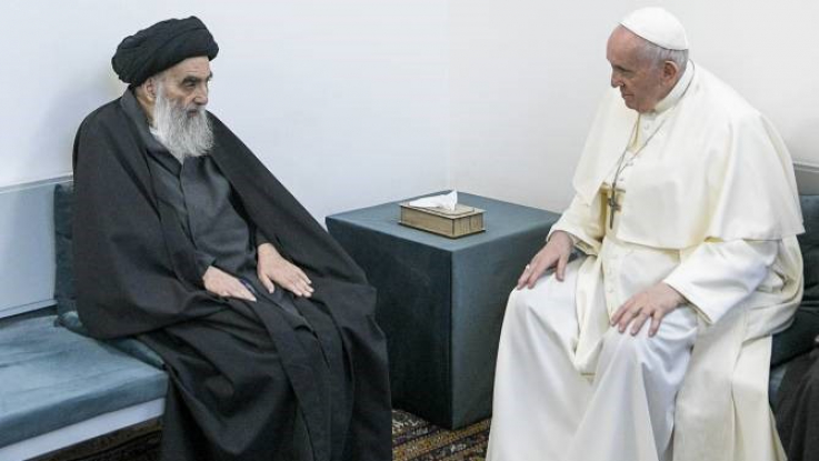 Հռոմի Ֆրանցիսկոս պապը պատմական հանդիպում է ունեցել Իրաքի բարձրագույն շիա հոգևորականի հետ