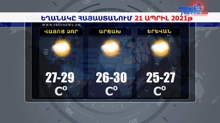 Եղանակը Հայաստանում 21.04.2021