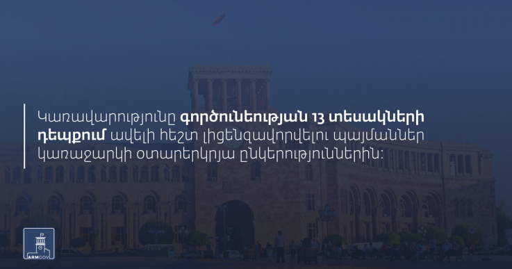 Կառավարությունը հավանություն է տվել «Լիցենզավորման մասին» ՀՀ օրենքում լրացումներ կատարելու մասին ՀՀ օրենքի նախագծին