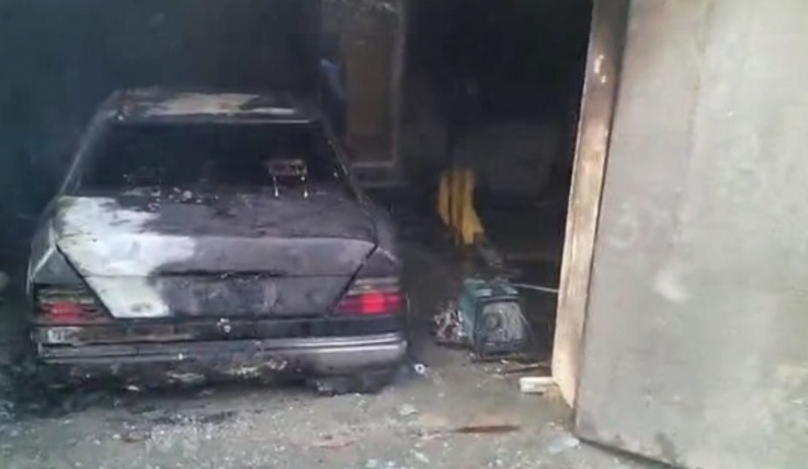Էջմիածին քաղաքի խոզաբուծարանի մոտակայքում մեքենա է այրվել