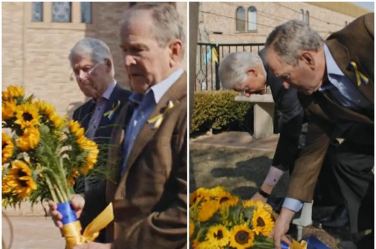 Ջորջ Բուշն ու Բիլ Քլինթոնն արևածաղկի փնջերով այցելել են ուկրաինական եկեղեցի 