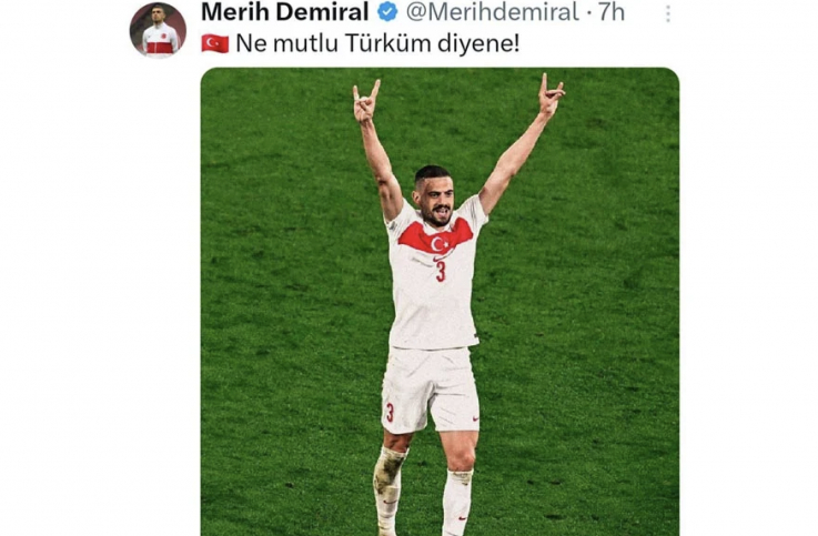 Ավստրիա-Թուրքիա հանդիպման ժամանակ գոլի հեղինակ դարձած Դեմիրալը 2 ձեռքով «Գորշ գայլեր»-ի նշանն է ցույց տվել  